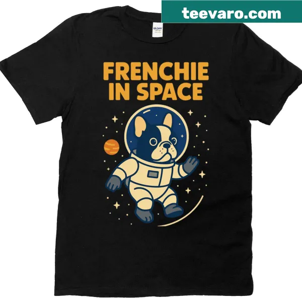 Whimsical French bulldog astronaut design on a playful T-shirt