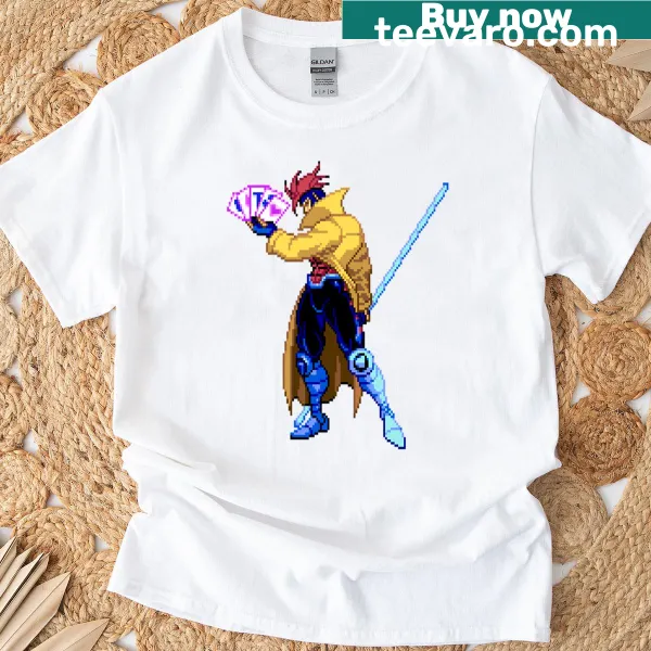 Gambit-themed T-shirt featuring a card dealer graphic
