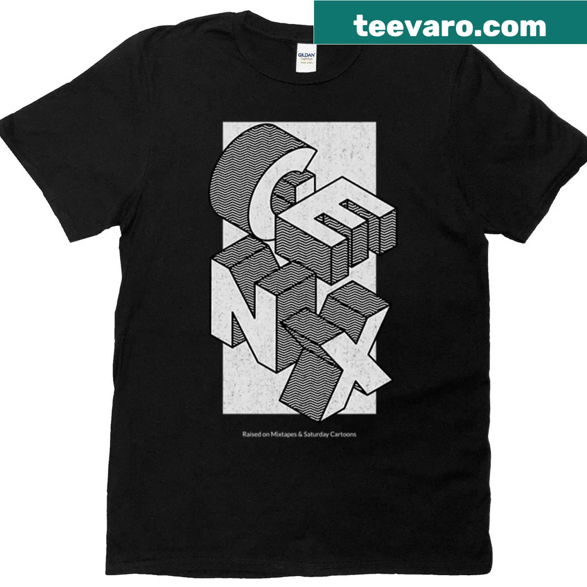 Nostalgic design celebrating mixtapes and cartoons on T-shirt — on a men's t-shirt