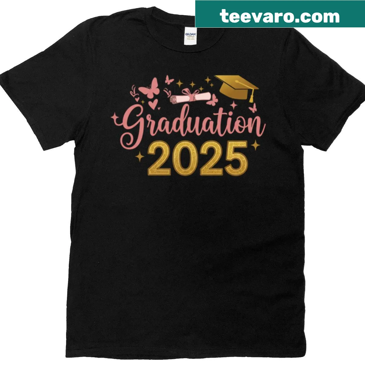Bold typography design celebrating Graduation 2025 on a t-shirt — on a men's t-shirt