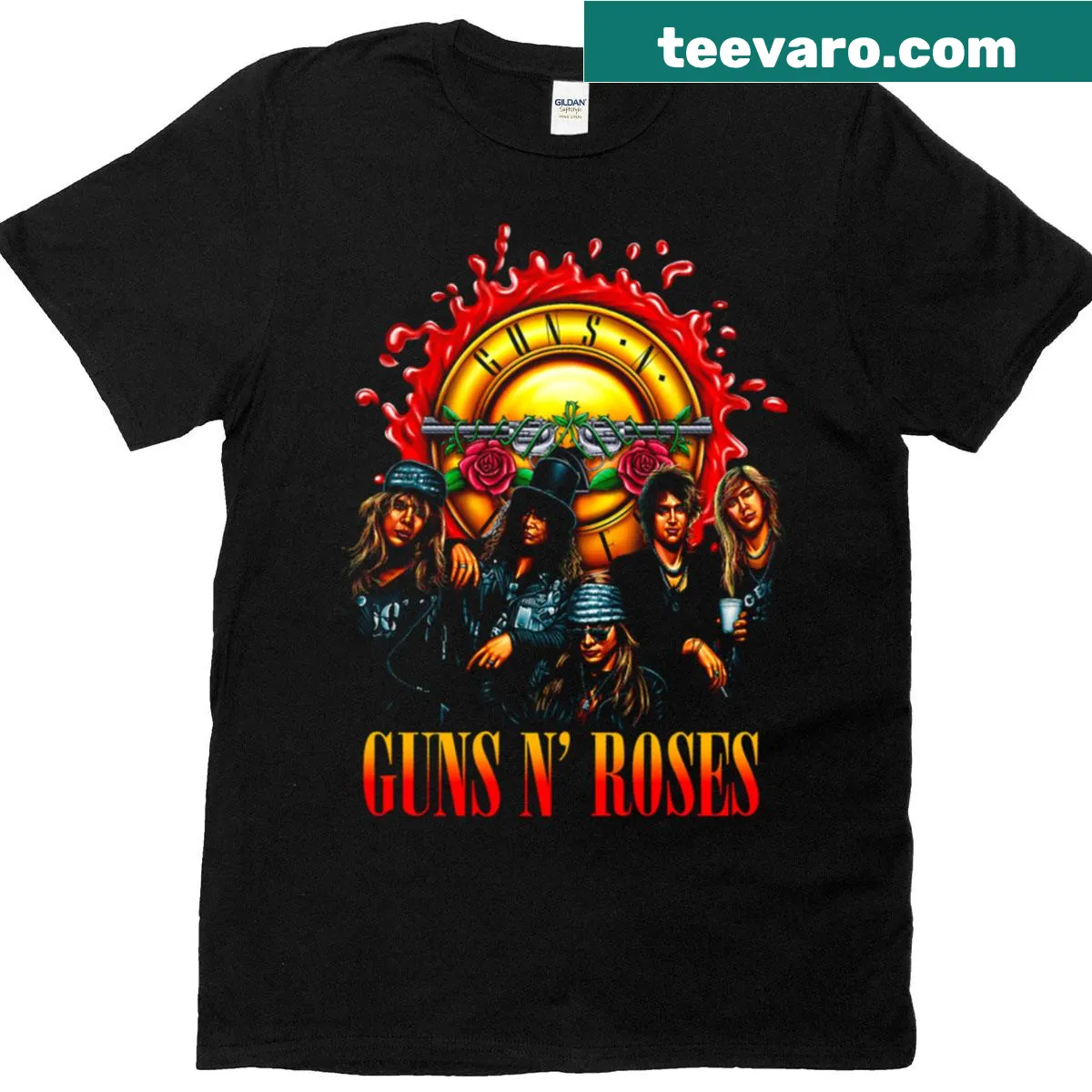 Graphic t-shirt featuring Guns N Roses design. — on a men's t-shirt