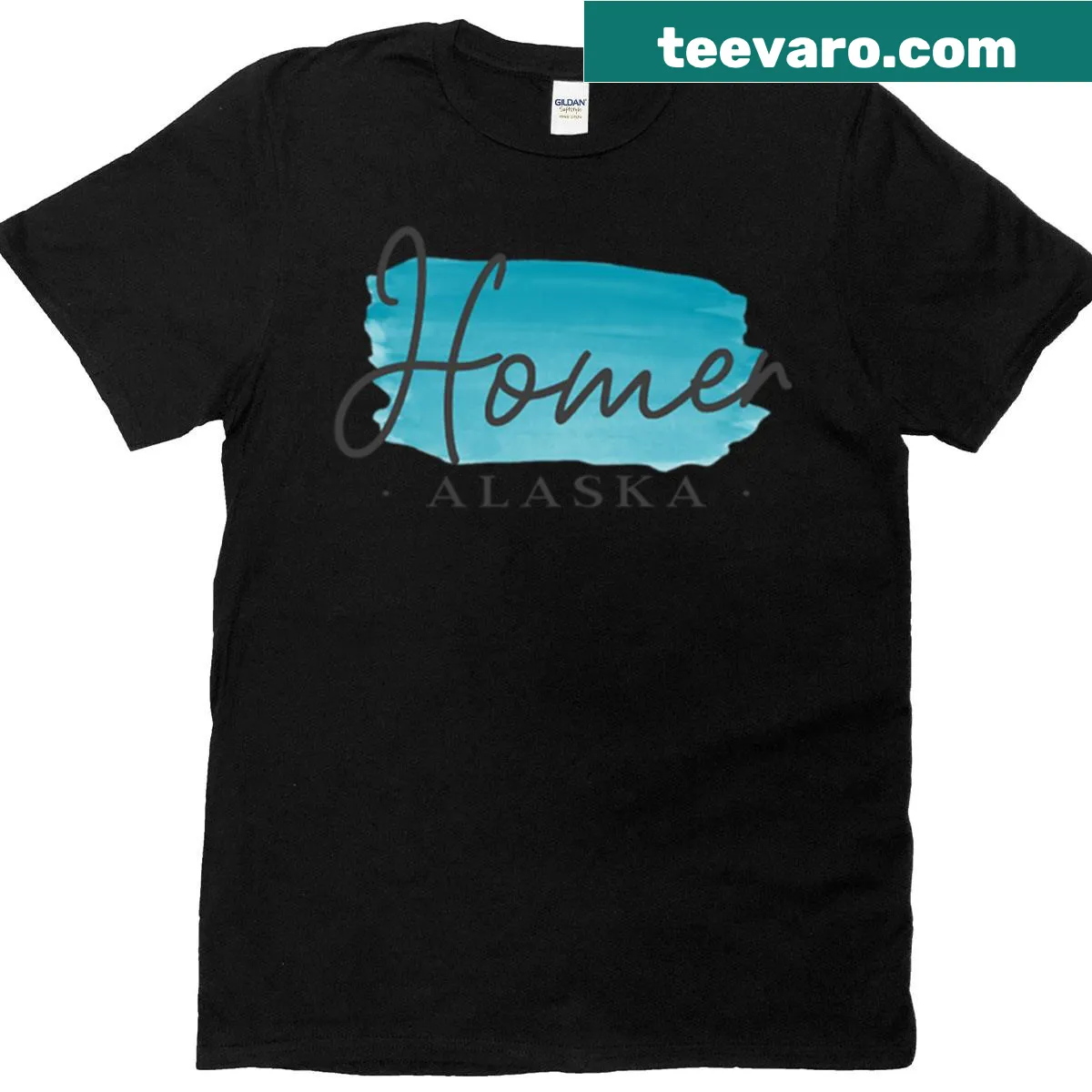 Illustrated T-shirt displaying the name 'Homer, Alaska' — on a men's t-shirt