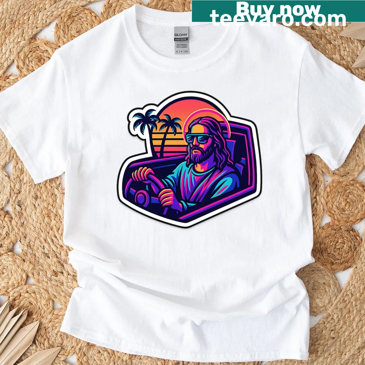 T-shirt featuring 'Jesus Is My Copilot' in bold typography — on a men's t-shirt