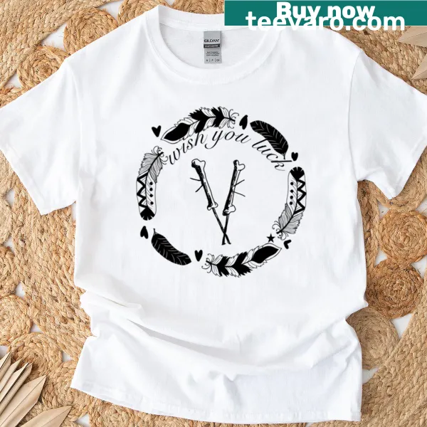 Cheerful T-shirt with 'Karenni Wish You Good Luck' phrase and playful design.