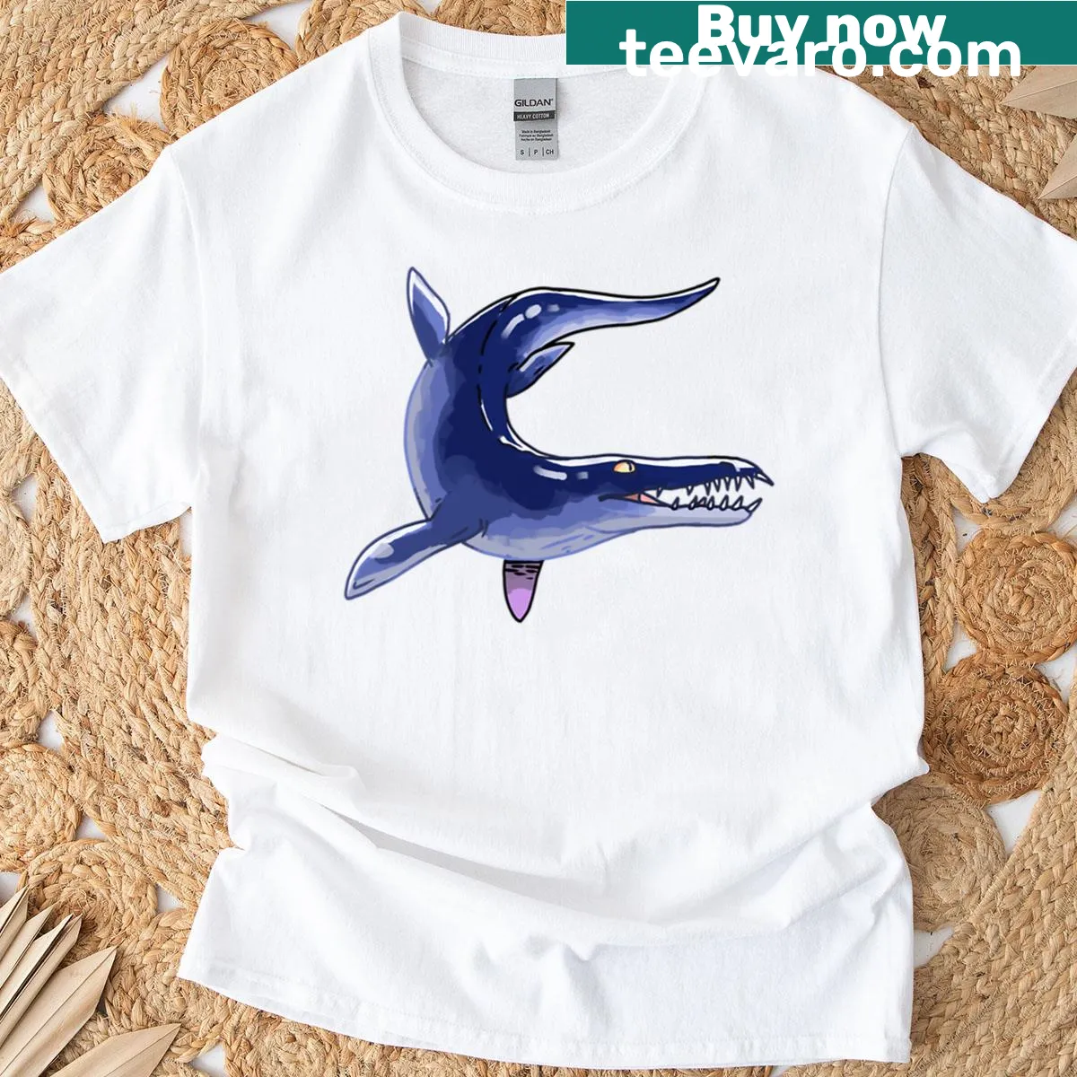 Liopleurodon ocean reptile graphic t-shirt — on a men's t-shirt