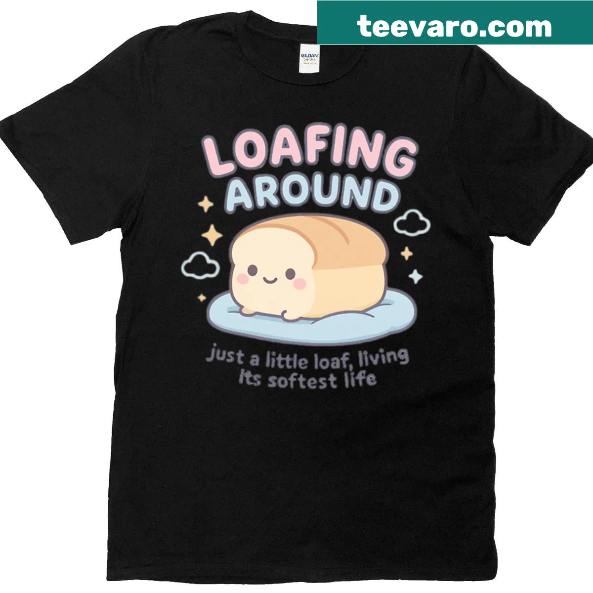 Cute t-shirt with cartoon design and catchphrase about loafing around — on a men's t-shirt
