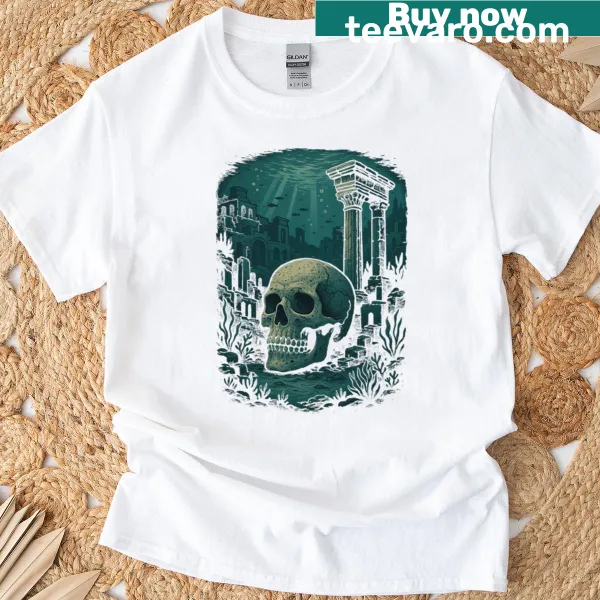 Artistic representation of ocean depths on T-shirt