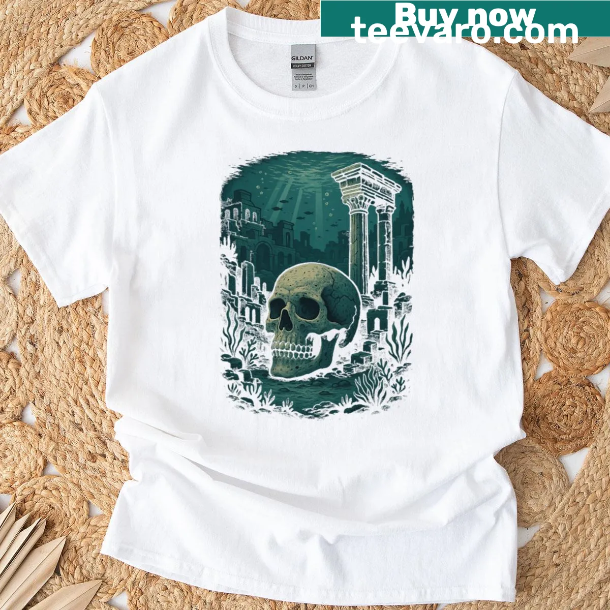 Artistic representation of ocean depths on T-shirt — on a men's t-shirt