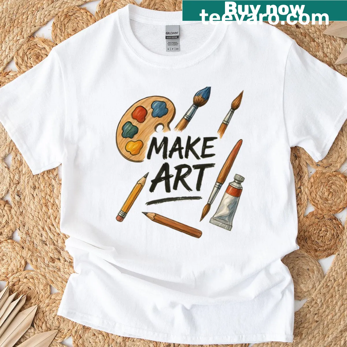 Typography Make Art T-shirt — on a men's t-shirt
