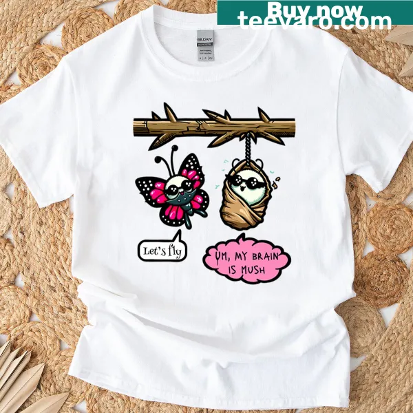 Playful cocoon illustration on a T-shirt