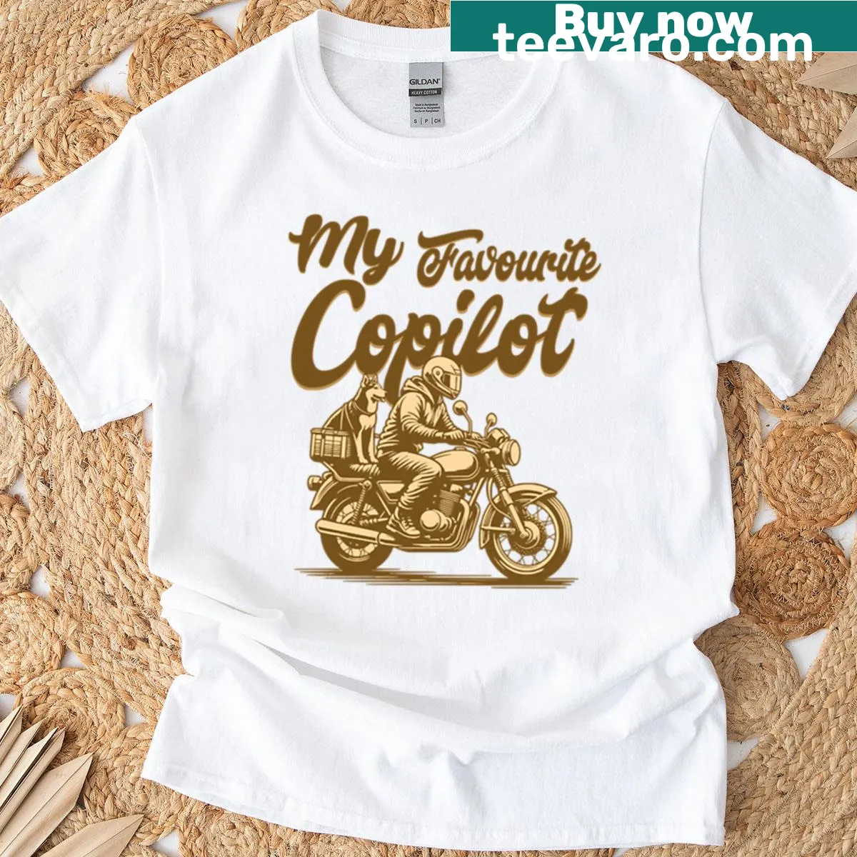 T-shirt with the phrase 'My Favorite Copilot' and a dog graphic — on a men's t-shirt