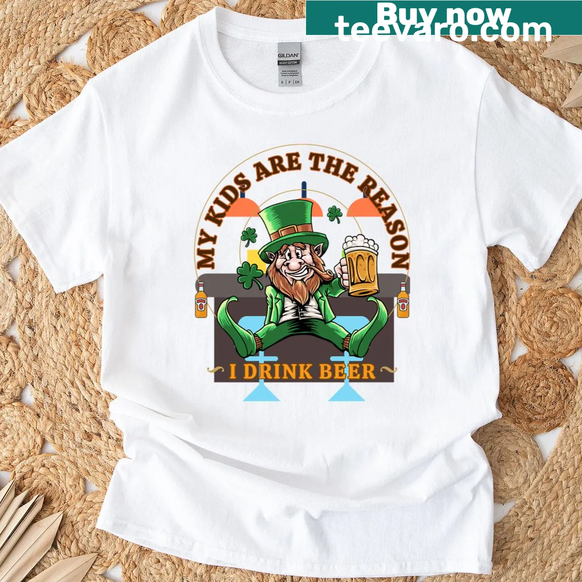 Funny birthday shirt for dad with text about kids and beer — on a men's t-shirt