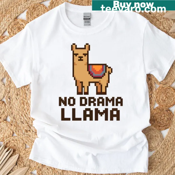 Playful pixelated llama graphic t-shirt