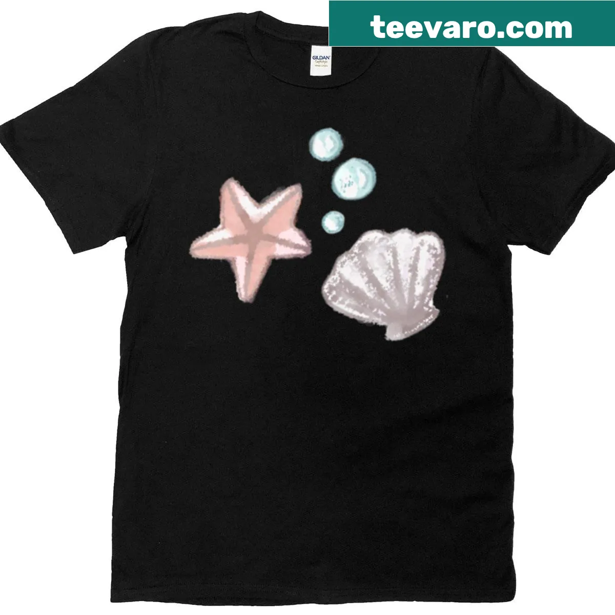T-shirt featuring cute cartoon marine life illustrations — on a men's t-shirt