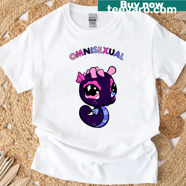 Cute seahorse illustration on an inclusive t-shirt
