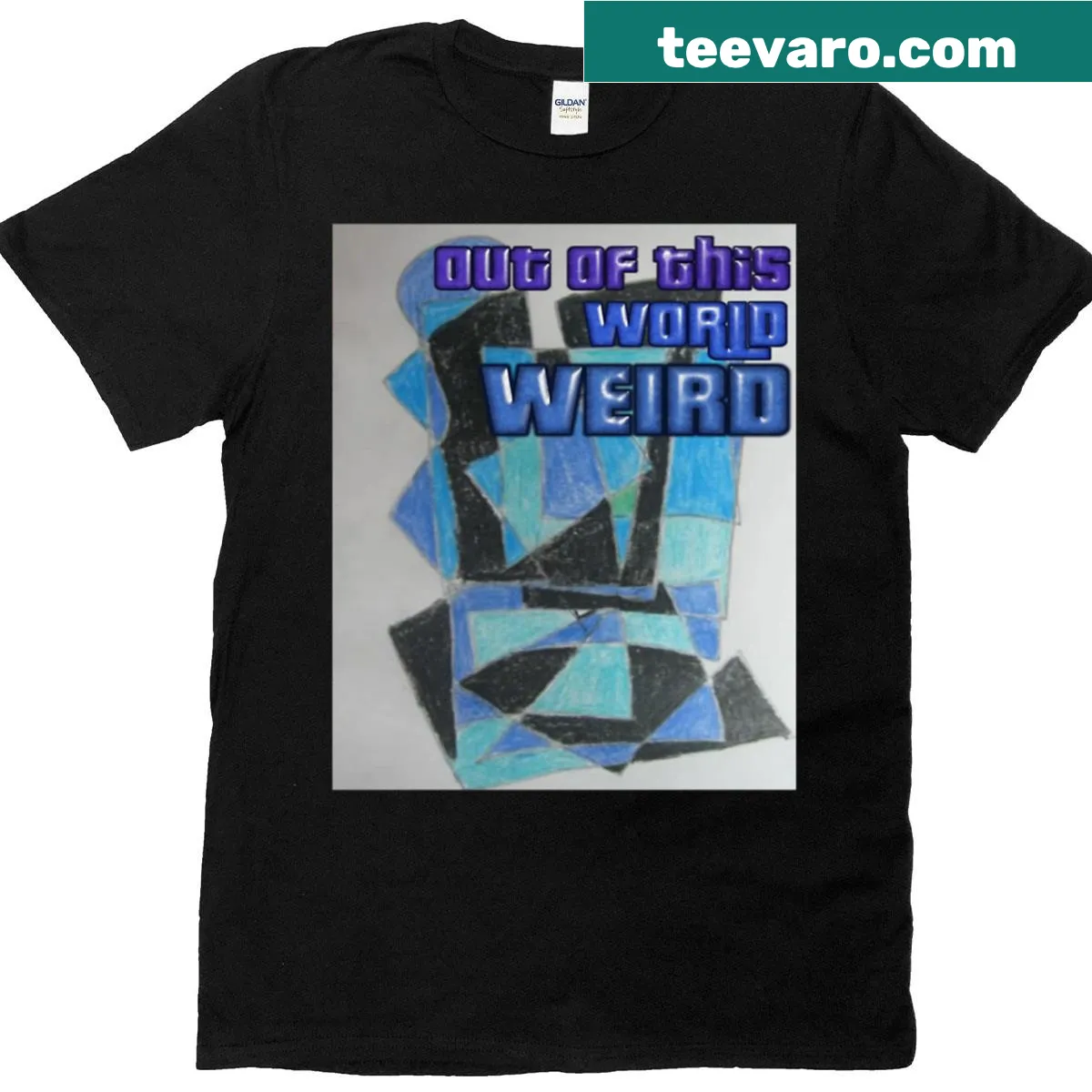Abstract design t-shirt featuring unique shapes and colors — on a men's t-shirt