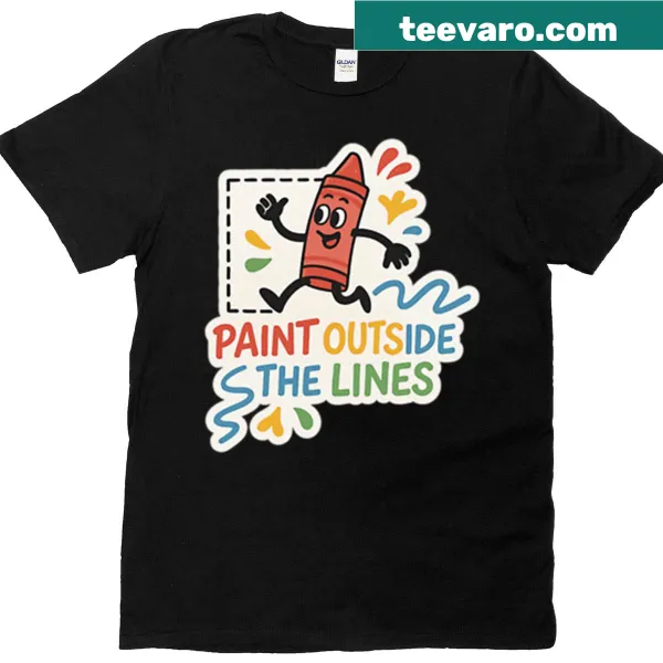 Creative crayon sticker graphic T-shirt with playful designs