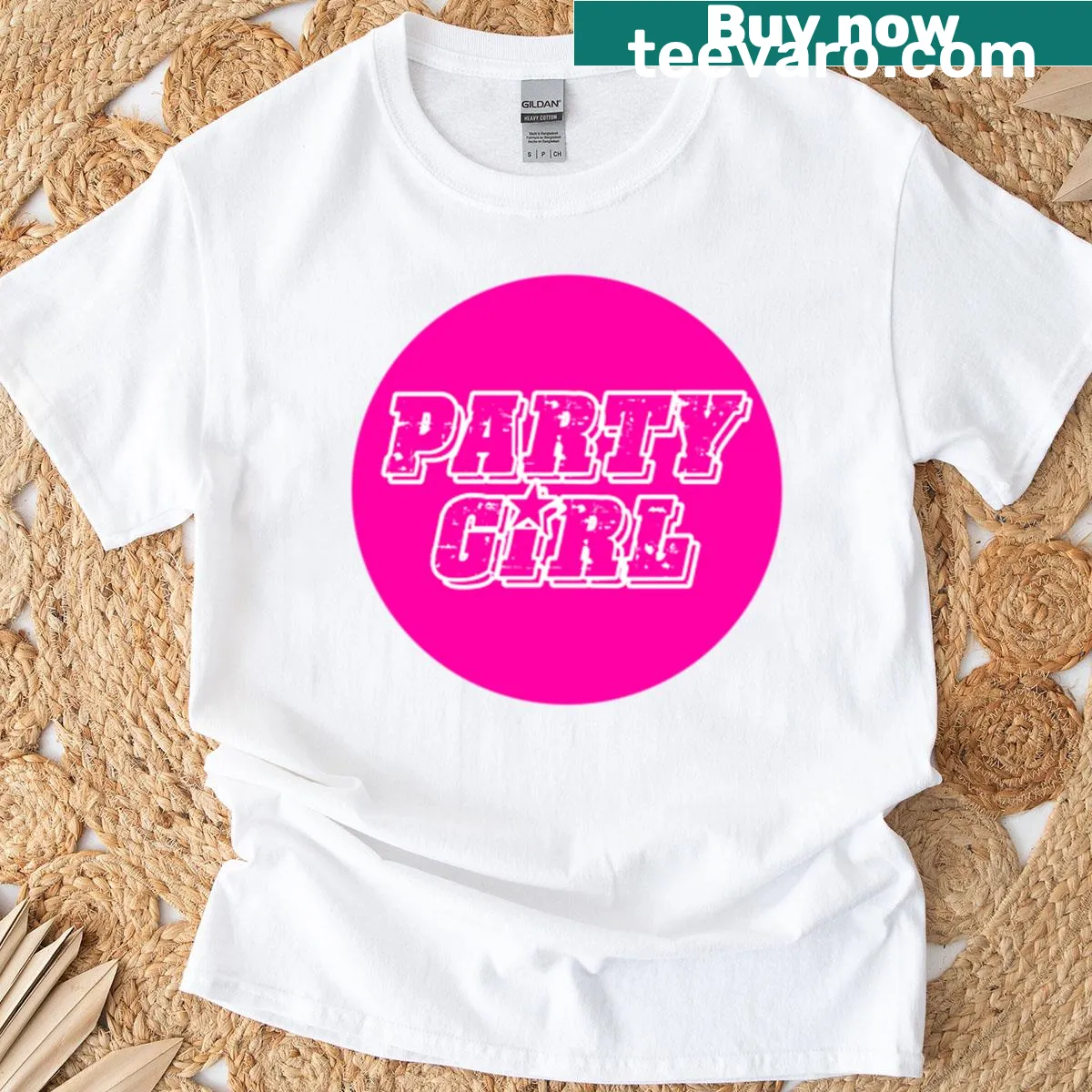 Grungy pink Y2K design T-shirt featuring edgy typography — on a men's t-shirt