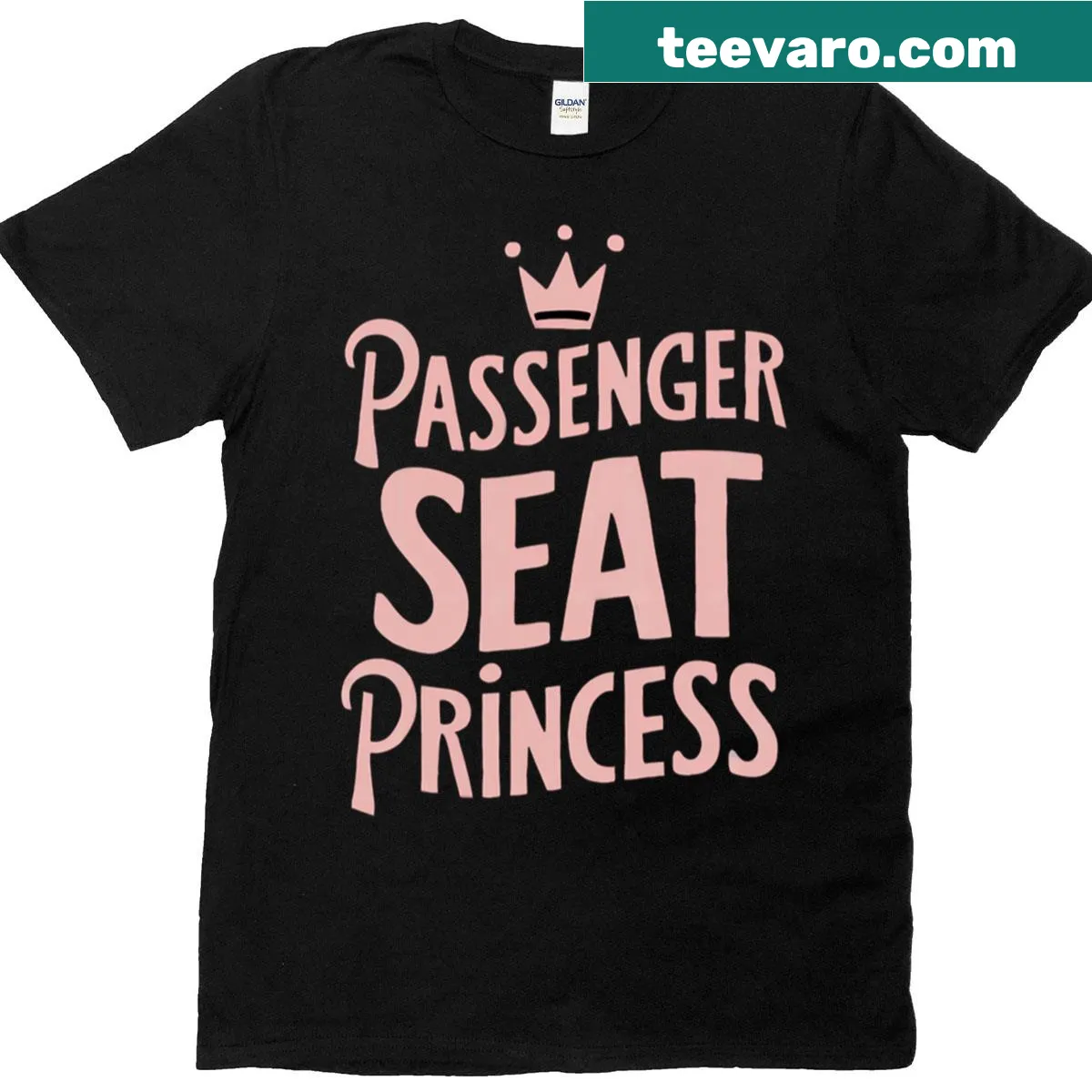 Funny T-shirt for girls featuring 'Passenger Seat Princess' text — on a men's t-shirt