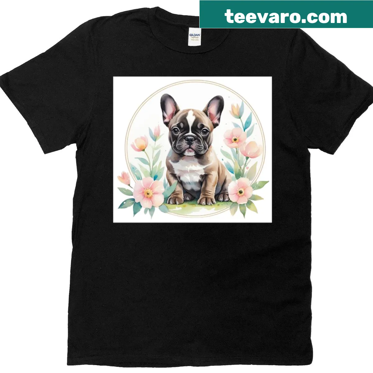 T-shirt featuring an adorable illustration of a playful French Bulldog puppy — on a men's t-shirt