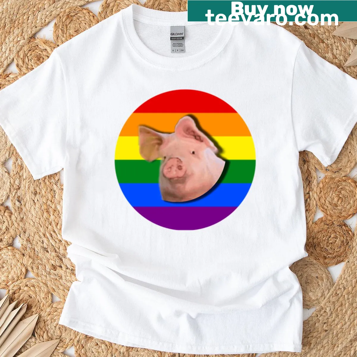 Playful pig design T-shirt embodying joyful spirit — on a men's t-shirt