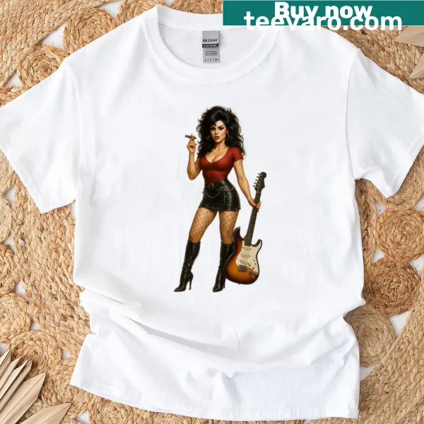 Vintage pin-up art graphic on a t-shirt