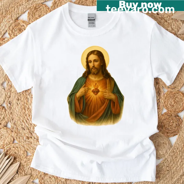 Illustrative t-shirt with Sacred Heart of Jesus portrait for devotional expression