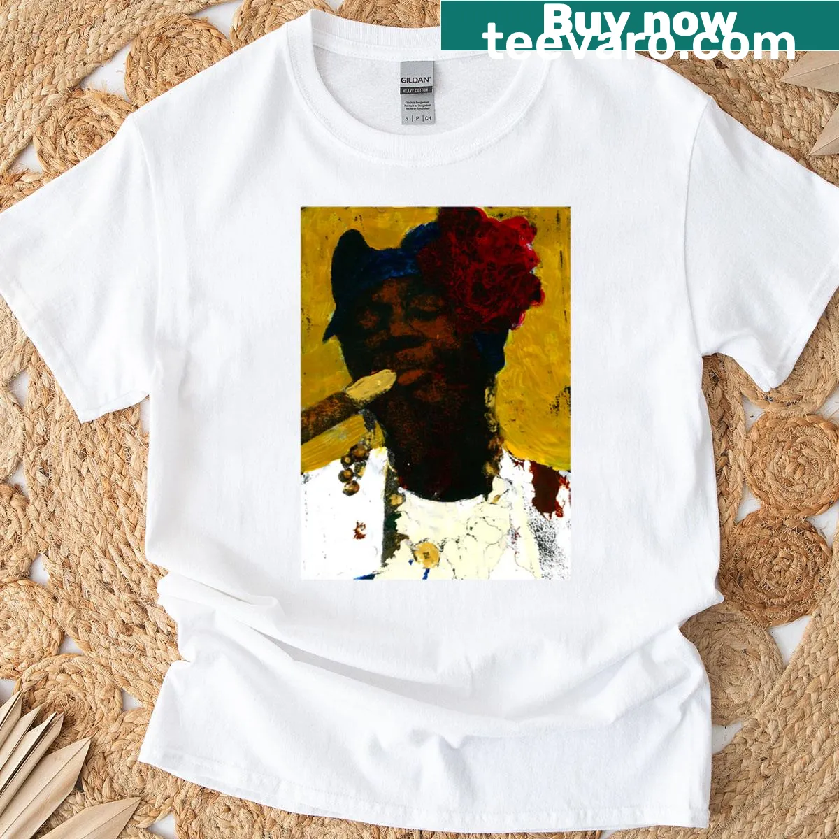 Culturally inspired T-shirt featuring intricate abstract designs — on a men's t-shirt