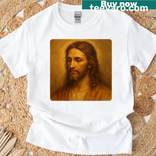 Serene illustration of Jesus on a T-shirt