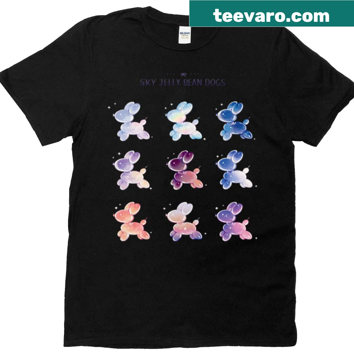 Illustration of jelly bean-shaped dogs on a cute t-shirt — on a men's t-shirt