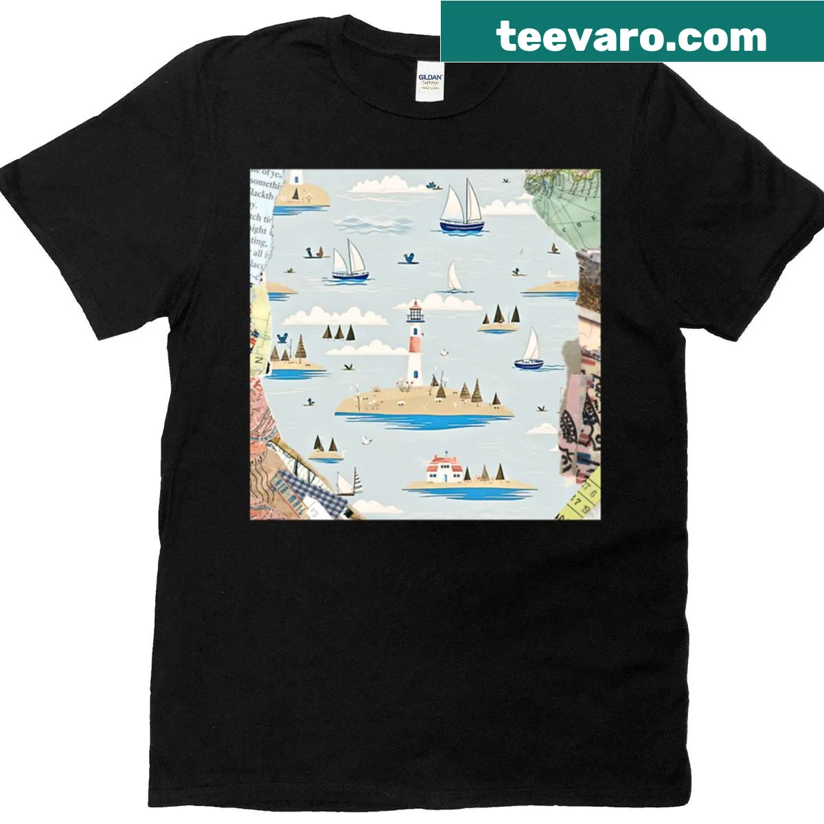 Illustration representing the theme Somewhere Beyond The Sea — on a men's t-shirt