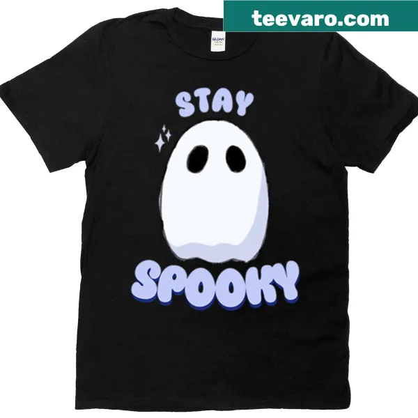 Cute cartoon ghost with a cheerful expression on a t-shirt