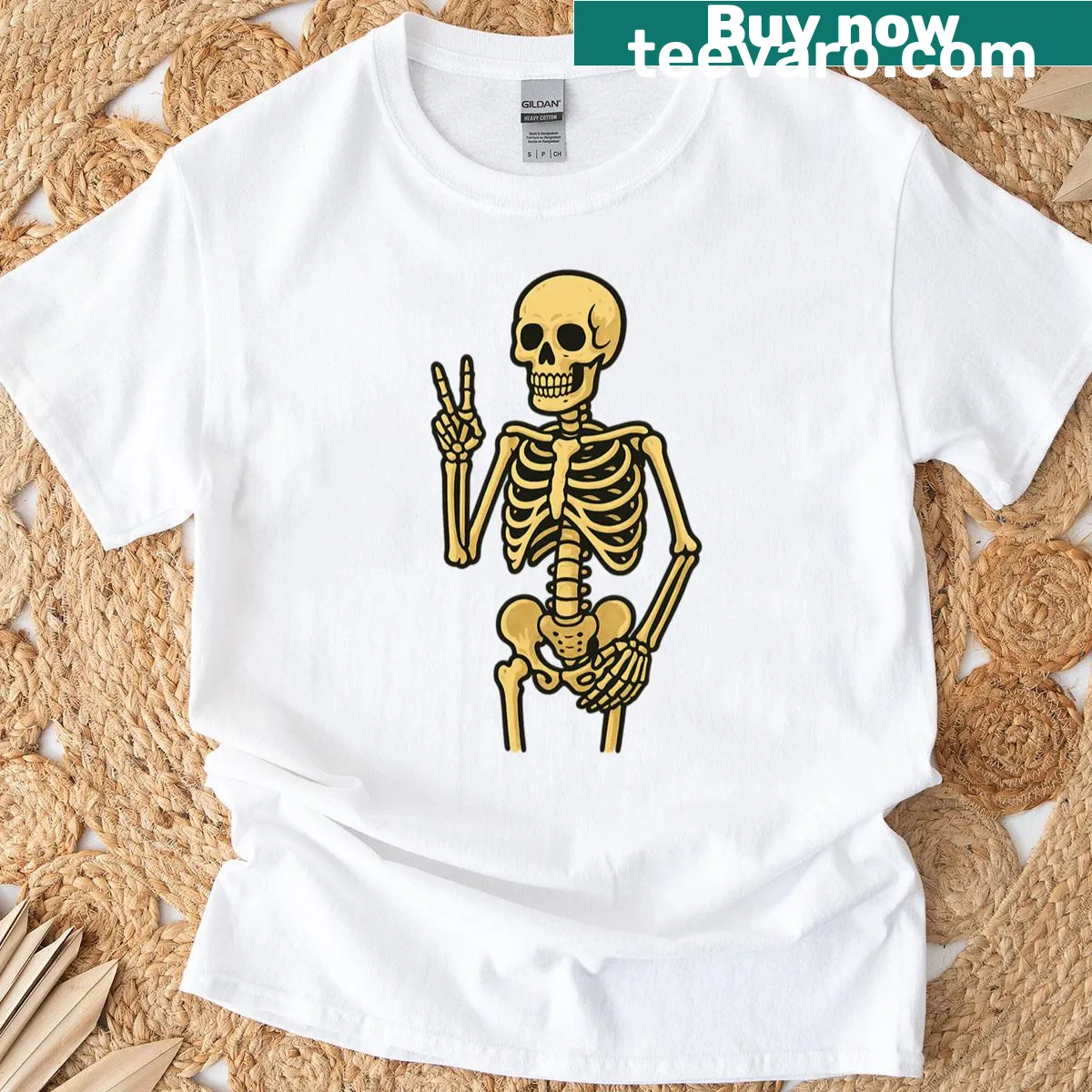 Skeleton chest pose vintage design on a no-background t-shirt — on a men's t-shirt
