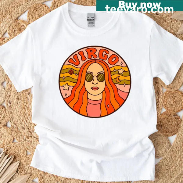 Stylized Virgo t-shirt with intricate astrological design