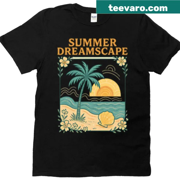 T-shirt featuring a dreamy summer landscape design