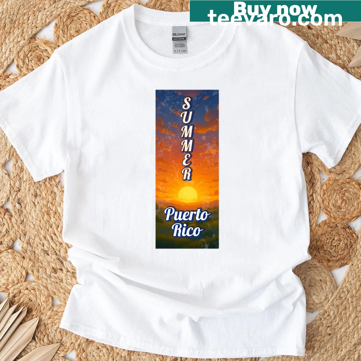 T-shirt reflecting summer vibes with a tropical design inspired by Puerto Rico — on a men's t-shirt