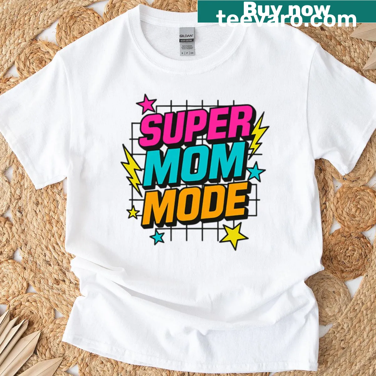 Typography t-shirt celebrating Super Mom Mode — on a men's t-shirt