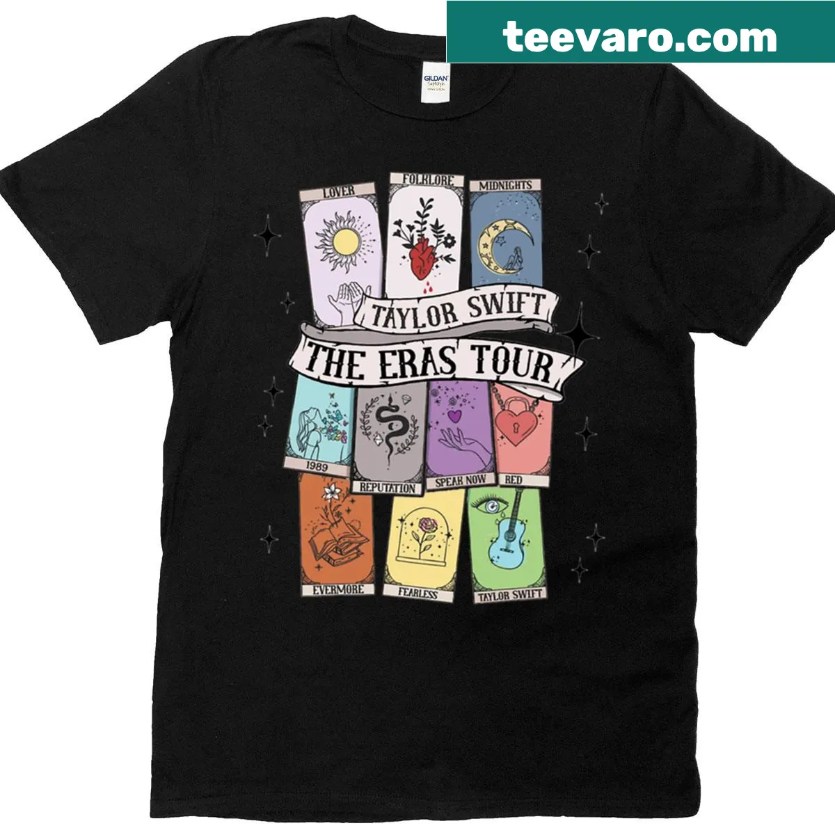 Tarot card design on a Boomlord aesthetic T-shirt. — on a men's t-shirt