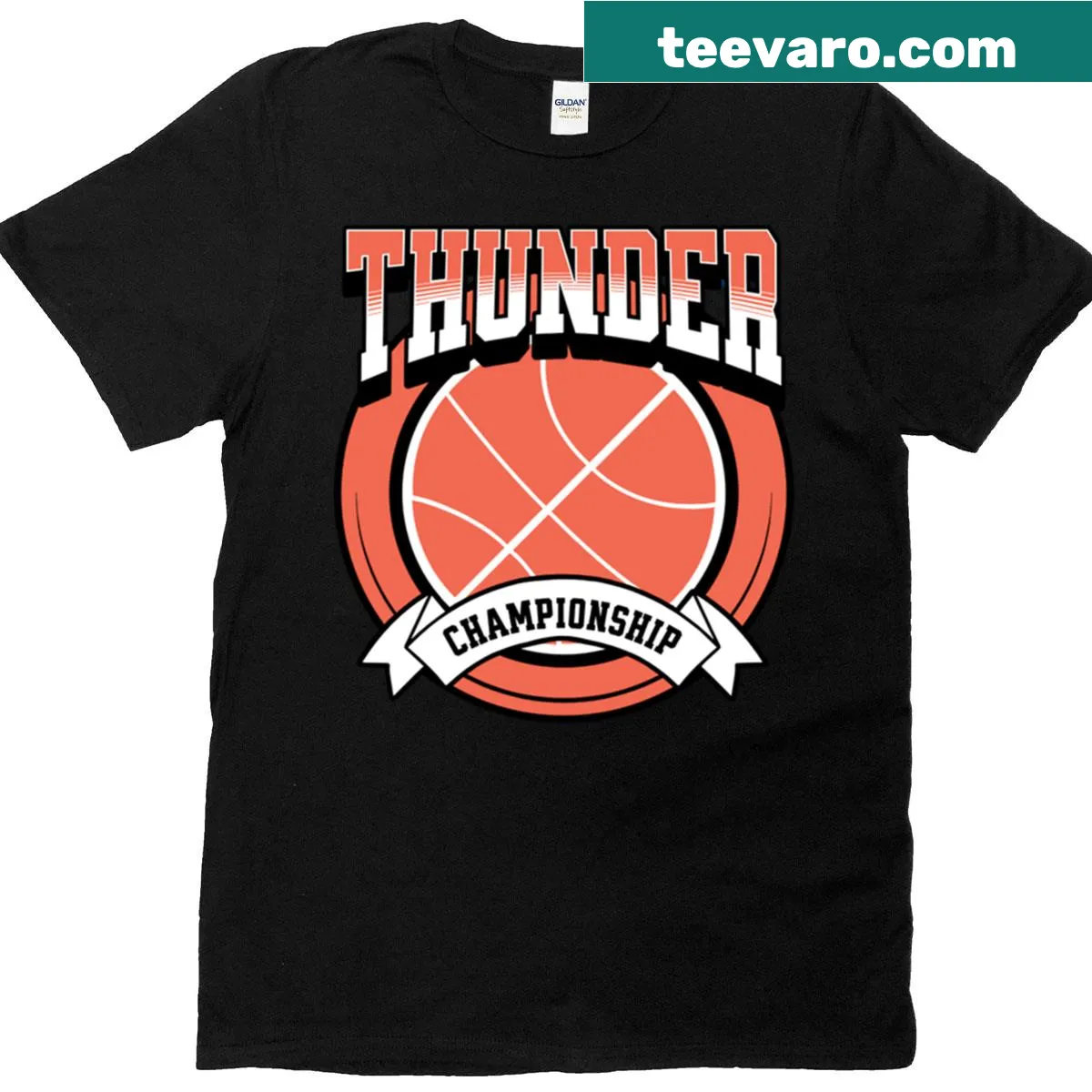Sports t-shirt featuring Thunder Hoops emblem — on a men's t-shirt