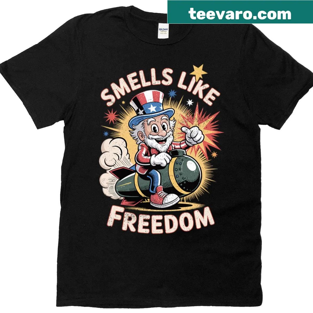 Illustration of Uncle Sam with a patriotic theme on a t-shirt — on a men's t-shirt