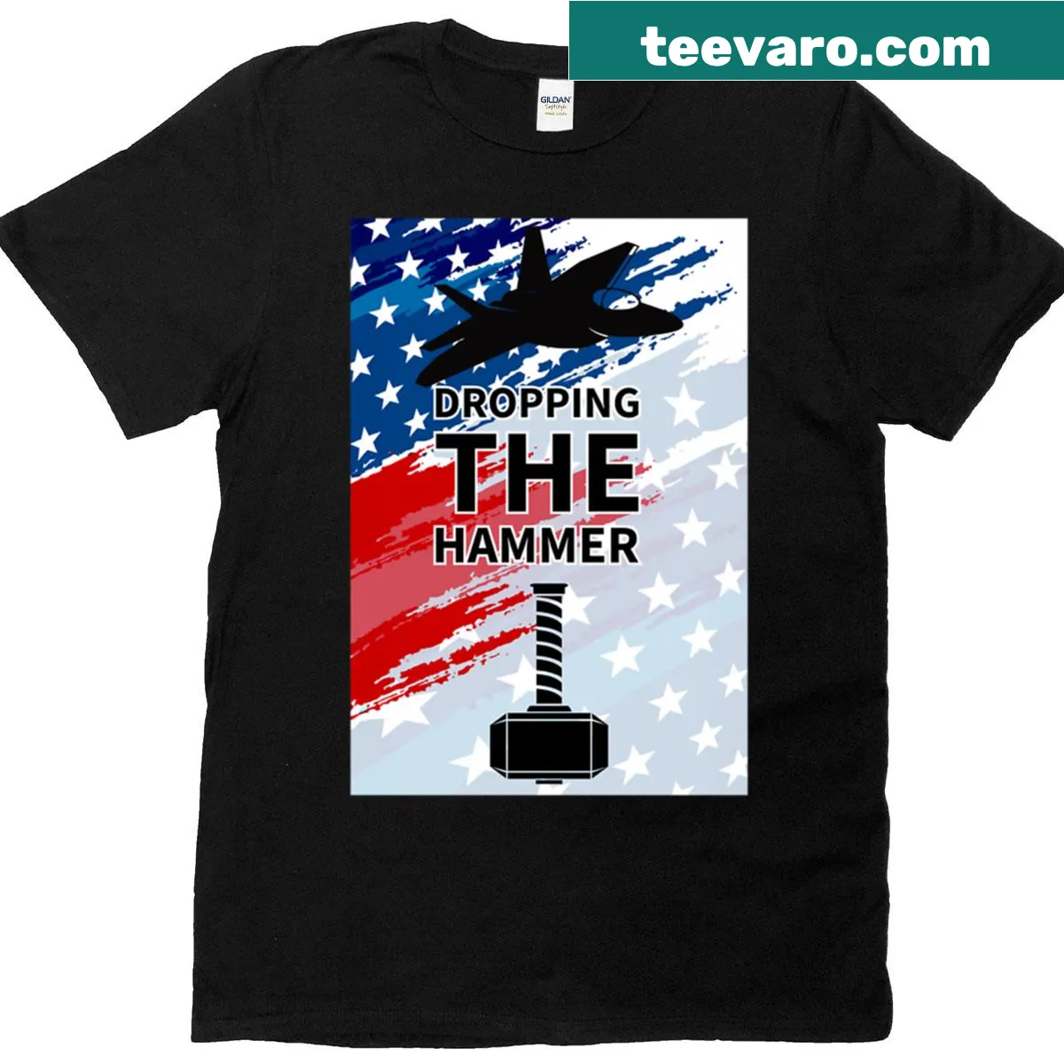 Bold graphic of midnight hammer design symbolizing strength on a t-shirt — on a men's t-shirt