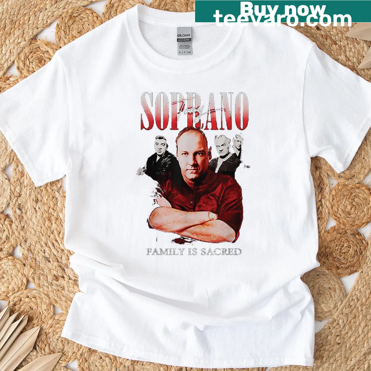 Vintage Mob Art T-shirt featuring retro crime graphics. — on a men's t-shirt