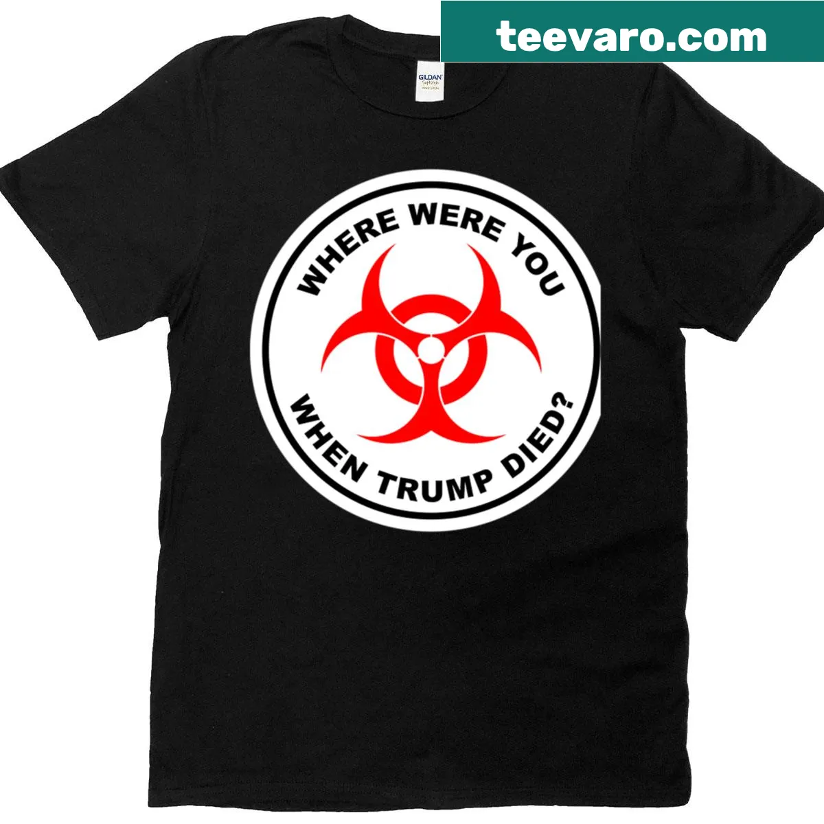 Political commentary t-shirt — on a men's t-shirt