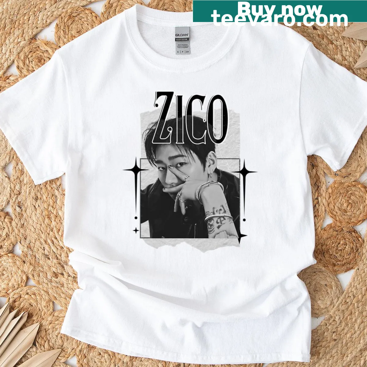 Monochrome T-shirt design featuring Zico in a minimalist style — on a men's t-shirt