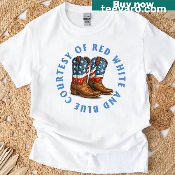 Patriotic T-shirt with bold text '2 Sides Courtesy Of Red White And Blue'