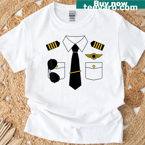 Cartoon pilot design T-shirt for kids, perfect for Halloween dress-up.