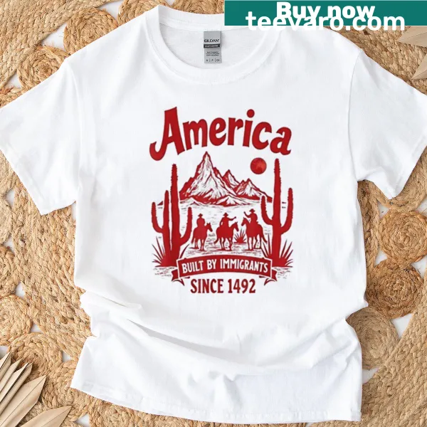 Text design stating America Built By Immigrants Since 1492