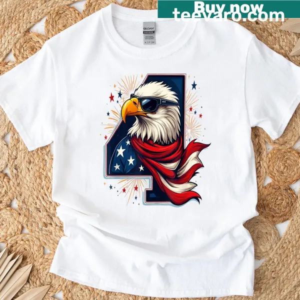Bald eagle with USA flag design on a T-shirt
