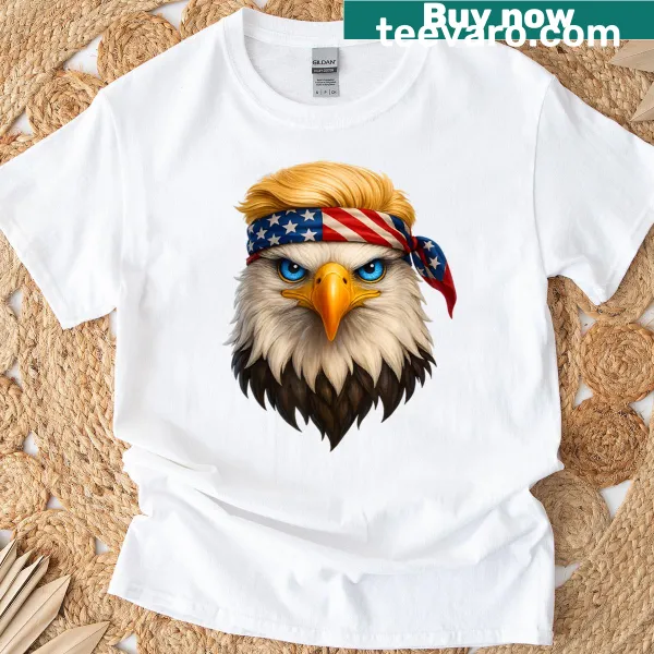 T-shirt featuring a bald eagle and American flag design