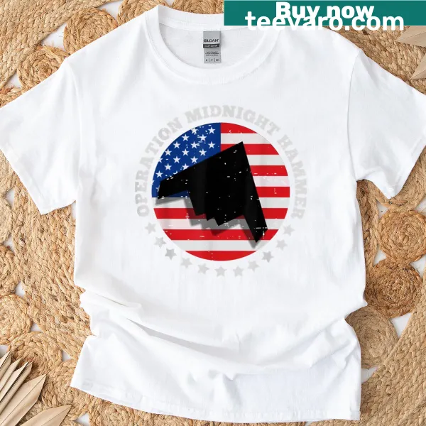 Illustrated American flag T-shirt with military themes